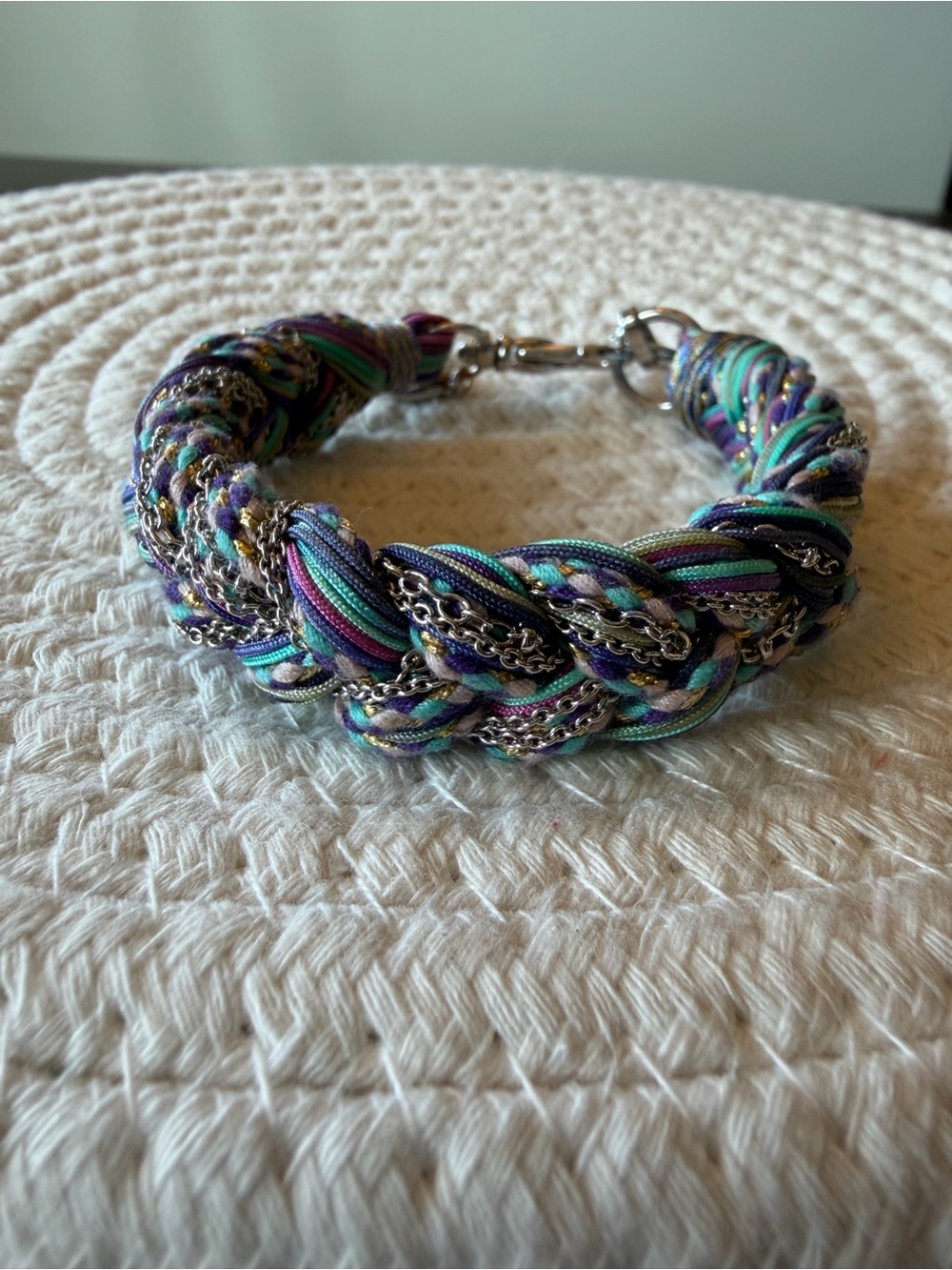 Kendra Scott Masie Multicolor Braided Cord and Silver Chain Bracelet